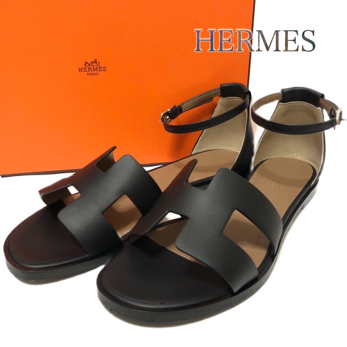 中古★エルメス★サンダル サントリーニ 美品】HERMES エルメス サントリーニ サンダル 37 5 付属品あり