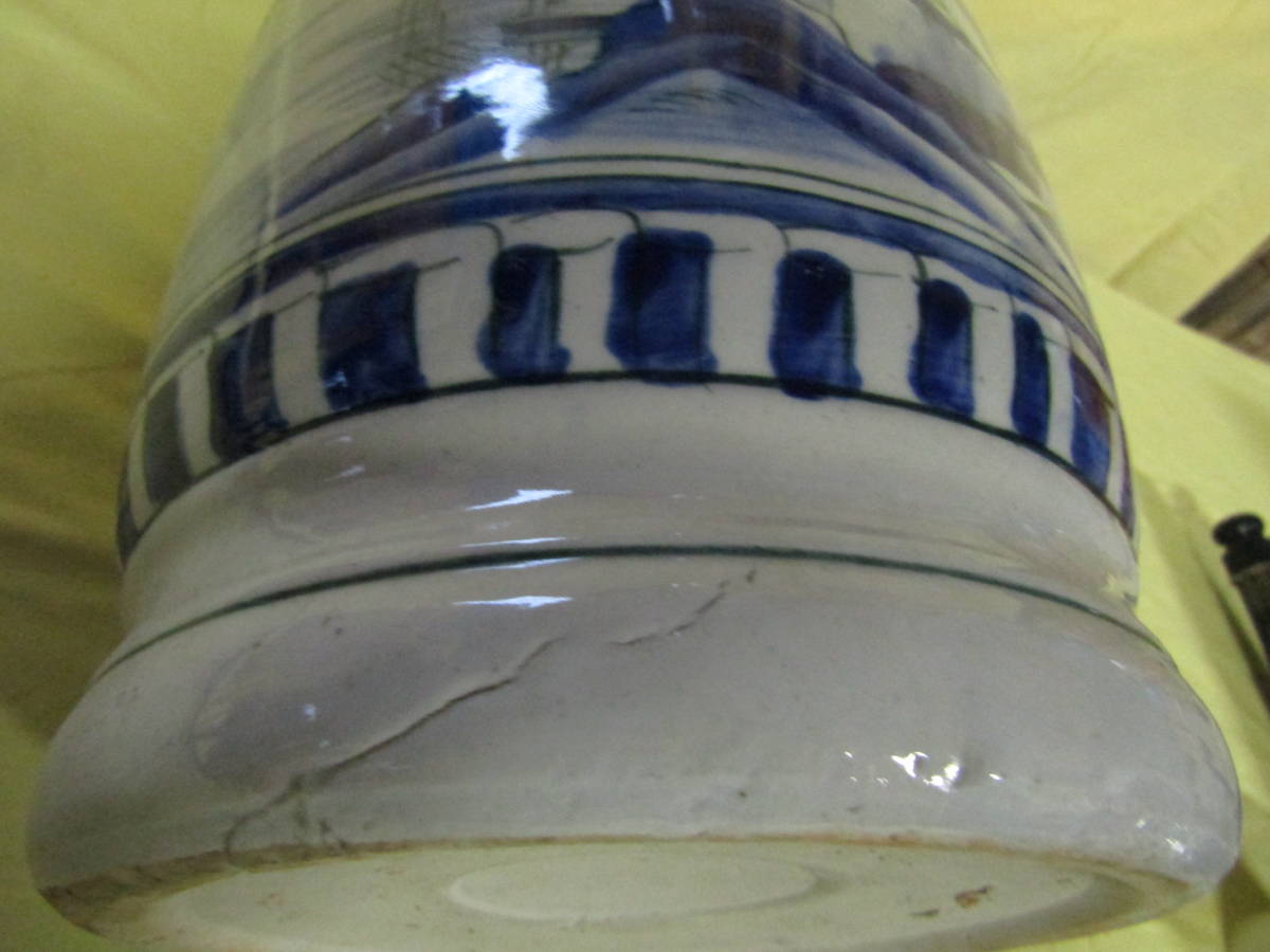  Seto белый фарфор с синим рисунком огонь горшок (Ⅴ058)