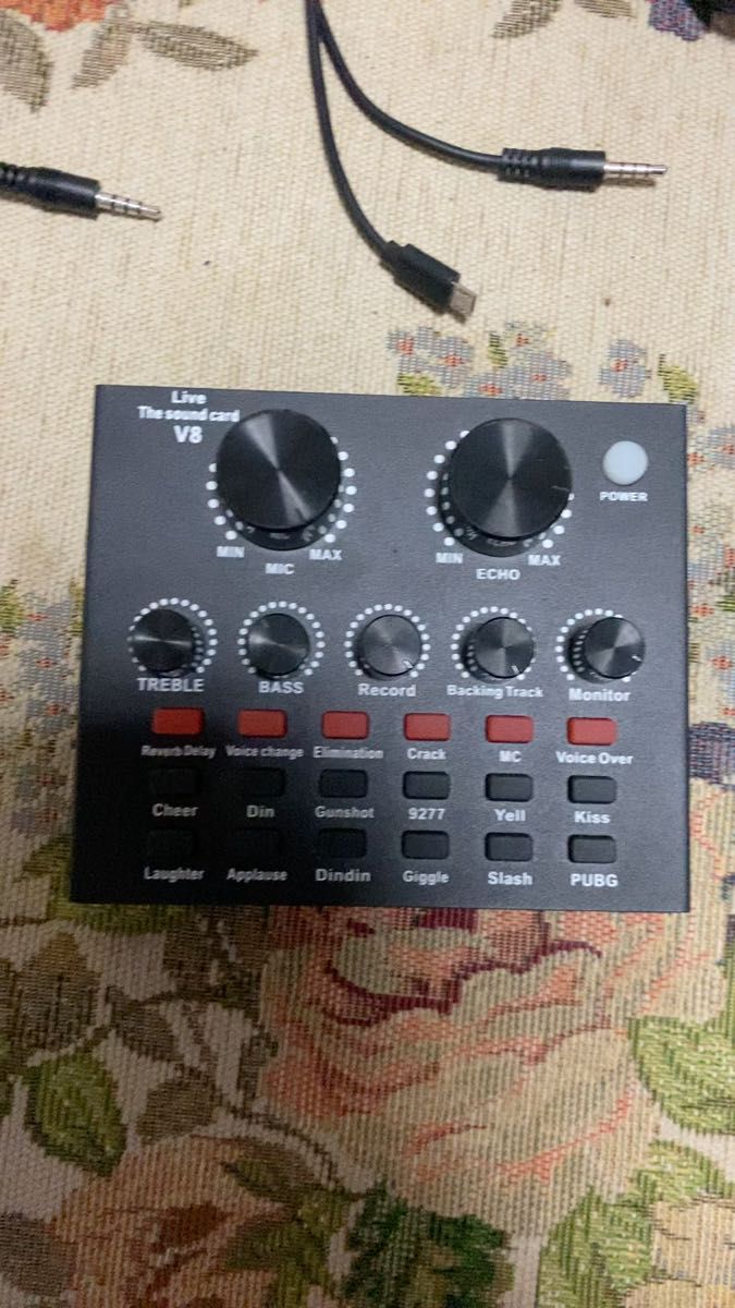 V8 サウンドカード オーディオミキサー USBケーブル付き