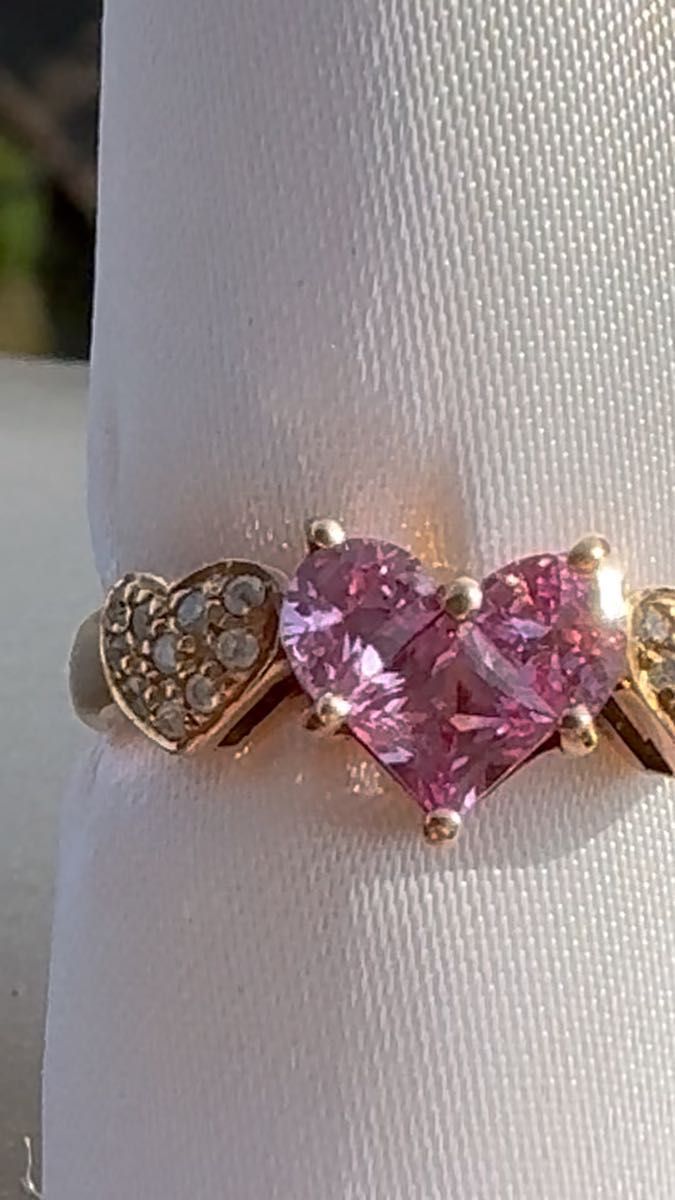 k14ピンクゴールド ピンクサファイア1.25 ct ダイヤハート パヴェ ウルウルリング 9月誕生石
