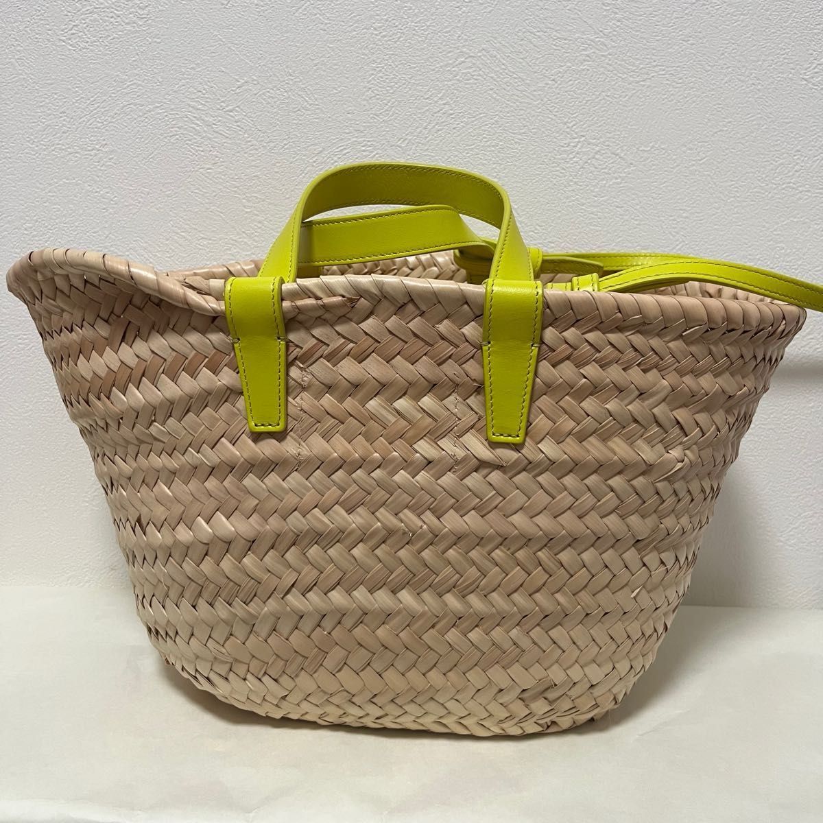 希少■CELINE セリーヌ バケツ ロング ストラップ バッグ Yellow 新品 展示品 CELINE セリーヌ かごバッグ 2way イエロー 希少