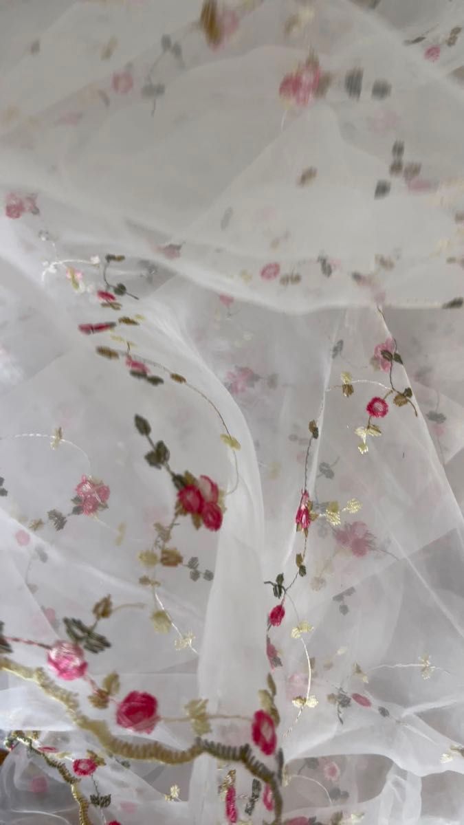小花オーガンジー 手芸、ハンドメイド レース