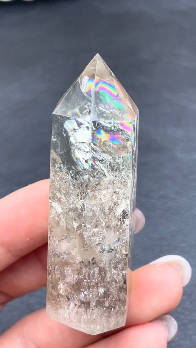 天然レインボーシトリン 黄水晶 ポイント 置物 パワーストーン 金運
