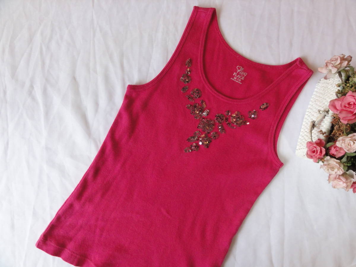 *[USED] American brand! children z Play s Kirakira spangled tank top pink 125