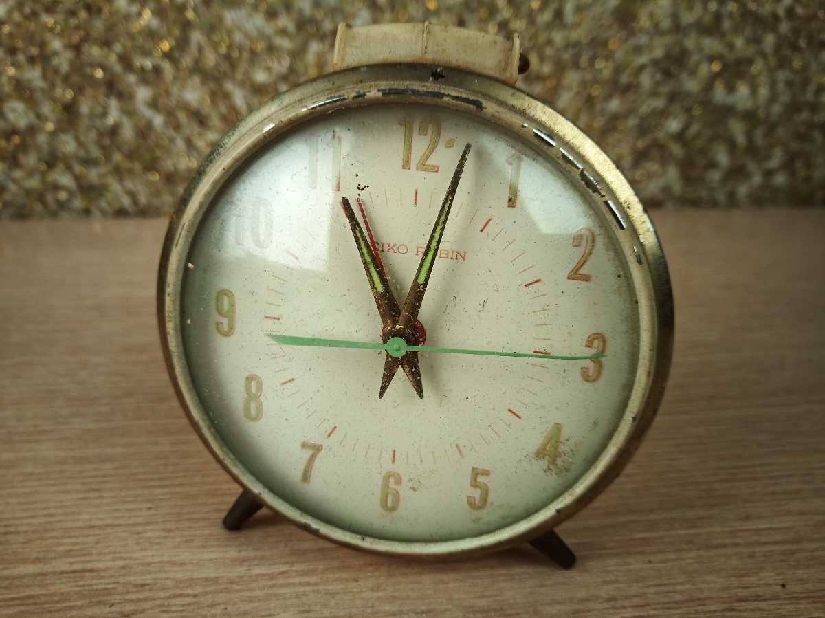 古い置時計 置き時計 SEIKO ROBIN 昭和レトロ 現状 古道具 置物 