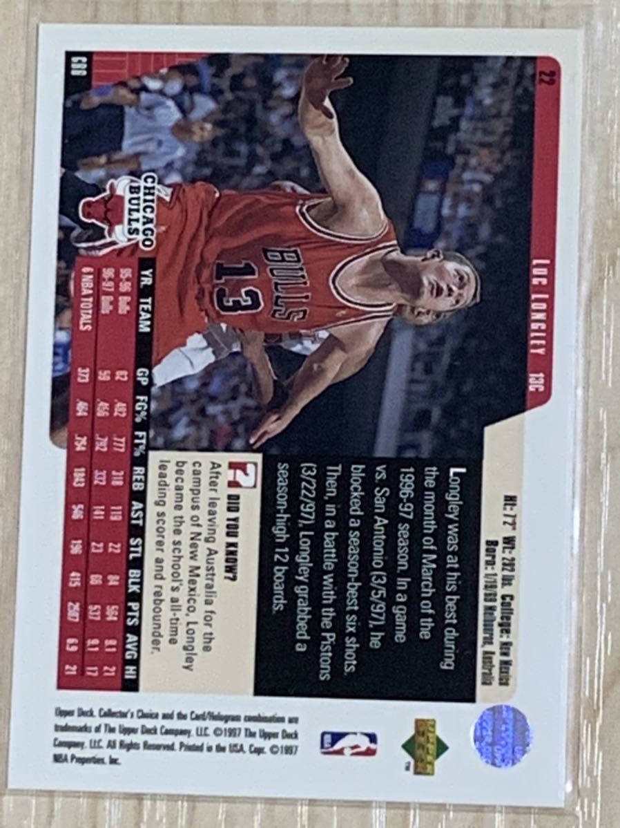 NBA Trading Card Upper Deck Luc Longley 4枚セット ルークロングリー 94-95 Chicago Bulls The Last Dance シカゴブルズ90年代_画像6