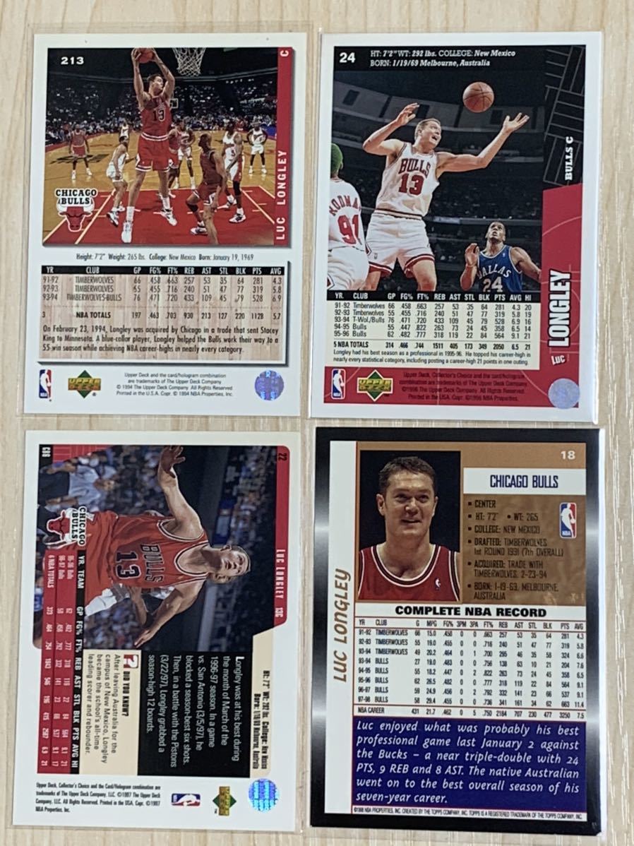 NBA Trading Card Upper Deck Luc Longley 4枚セット ルークロングリー 94-95 Chicago Bulls The Last Dance シカゴブルズ90年代_画像2