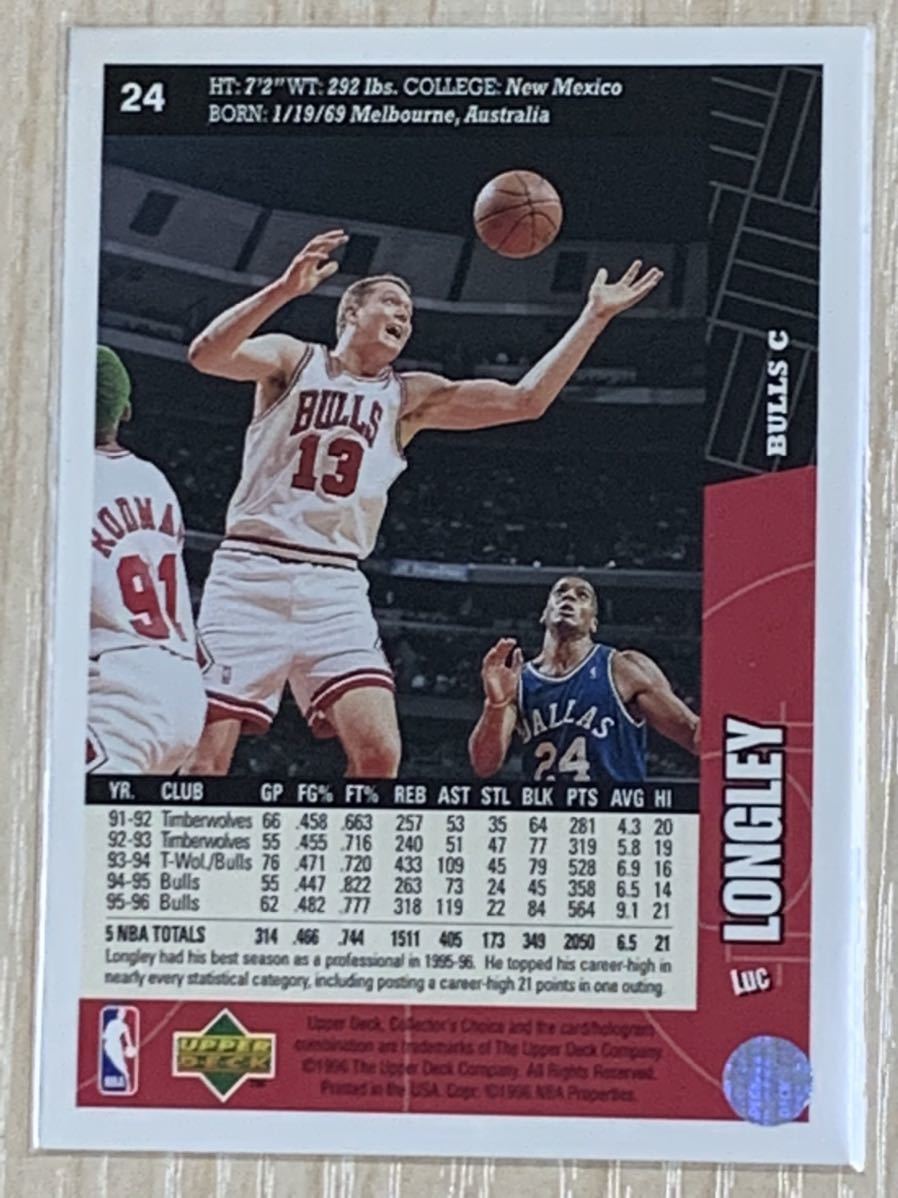 NBA Trading Card Upper Deck Luc Longley 4枚セット ルークロングリー 94-95 Chicago Bulls The Last Dance シカゴブルズ90年代_画像10