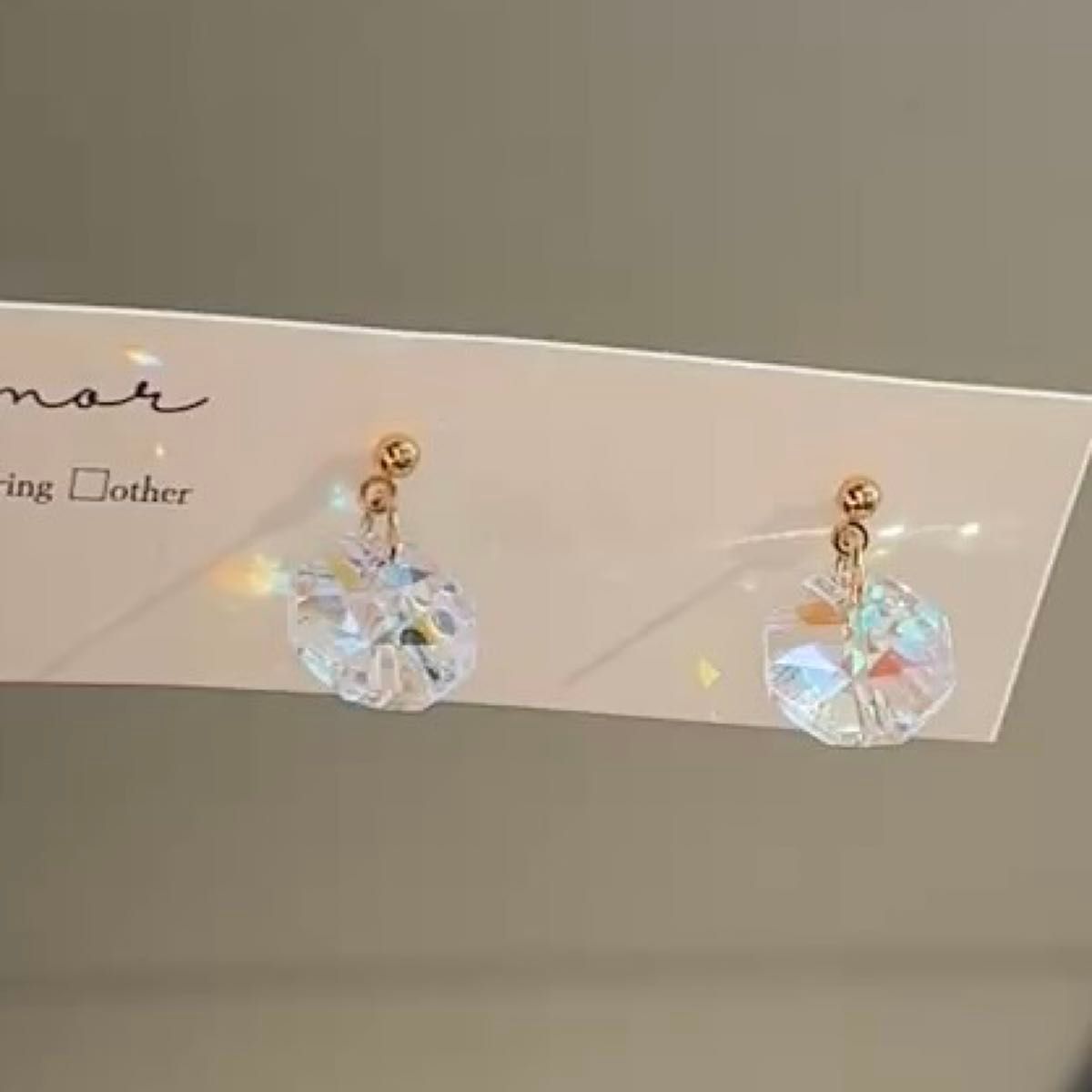 No.1226 クリスタルガラス ハンドメイド ピアス イヤリング 揺れる キラキラ 大ぶり シンプル カジュアル キレイめ