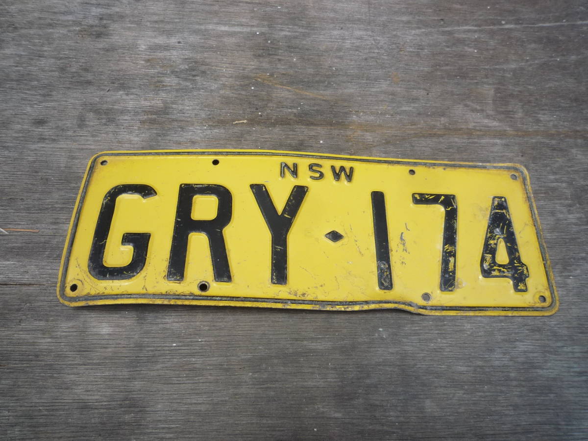 Qj899 new south wales license plate 70s 60s vintage オーストラリア ニューサウスウェールズ ヴィンテージ ナンバープレート GRY-174_画像1