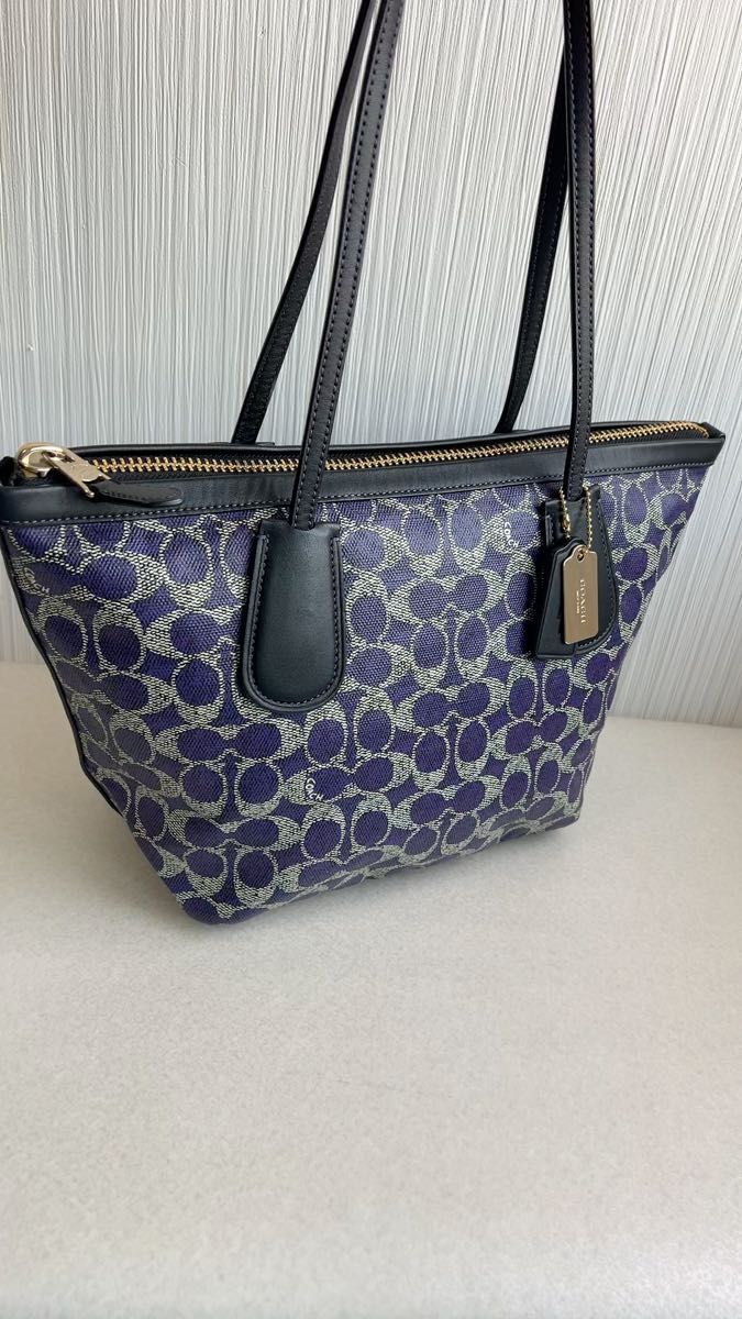 COACH トートバッグ ショルダーバッグ パープル系 シグネチャー