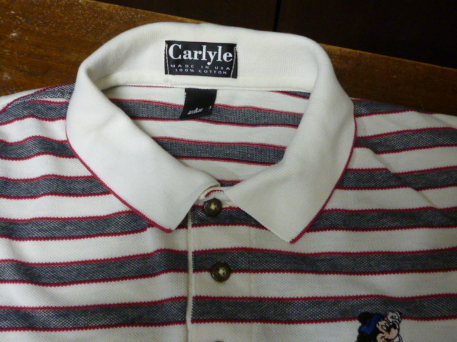 USA古着　ポロシャツ　L ミッキーマウス　Carlyle MADE IN USA 鹿の子　半袖　ボーダー　ゴルフ_画像8