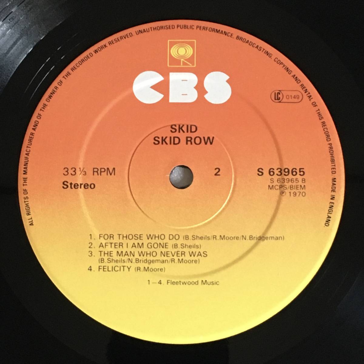 SKID ROW「SKID ROW」UK ORIGINAL CBS 63965 '83 GARY MOORE_画像5
