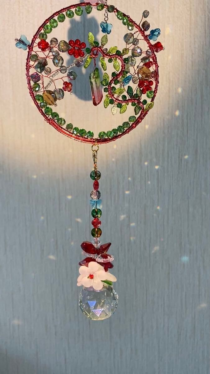 30mm フラワー サンキャッチャー レッド
