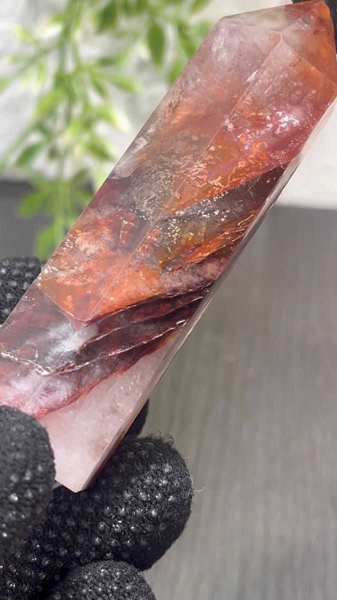 ファイアークォーツ ミニポイント 透明感 天然石 六角柱 水晶