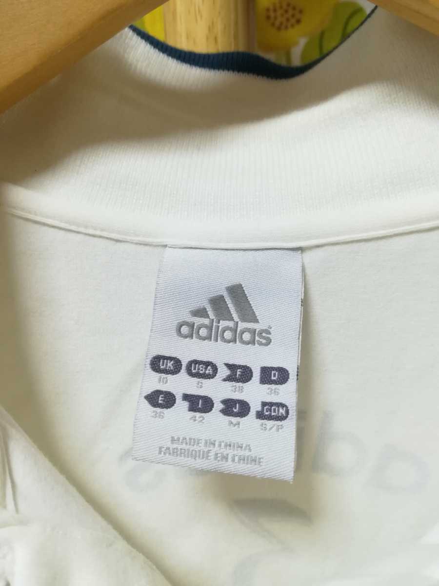 adidas アディダス 白色の半袖ポロシャツレディースMサイズ