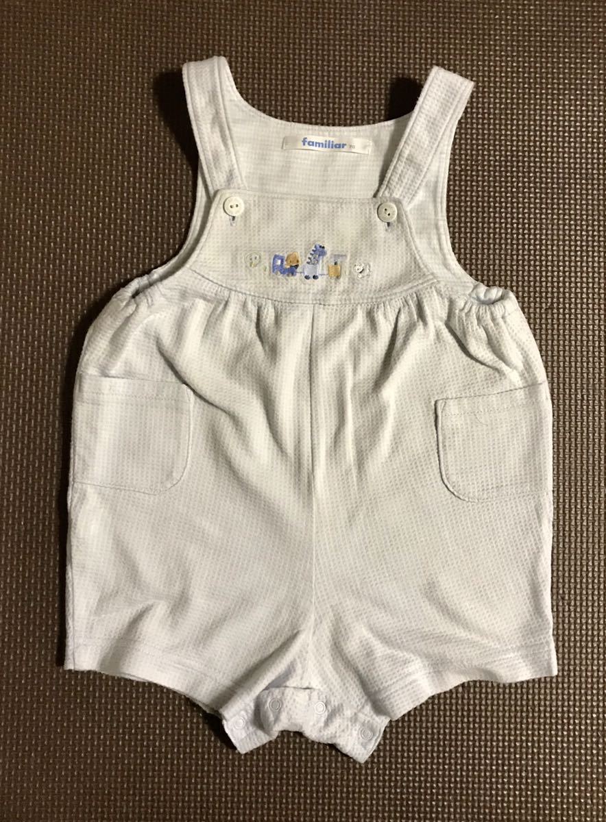 * Familia * pretty shortall * size 70fami Chan rompers blue group coverall / Miki House familiar overall 