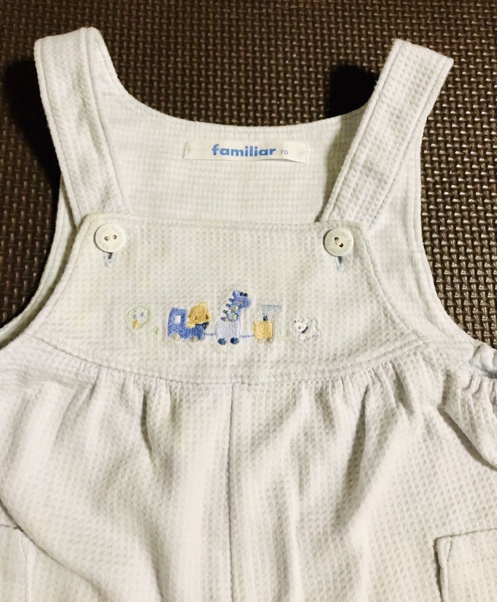* Familia * pretty shortall * size 70fami Chan rompers blue group coverall / Miki House familiar overall 