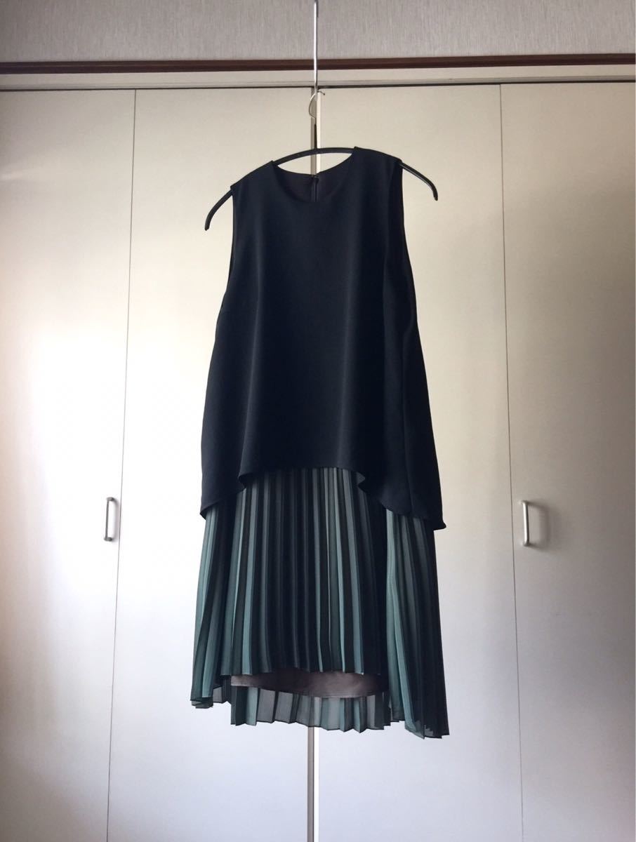 【美品】muller of yoshiokubo プリーツ ワンピース Aライン / パーティ 結婚式 二次会 ドゥーズィエムクラス ノースリーブ 3