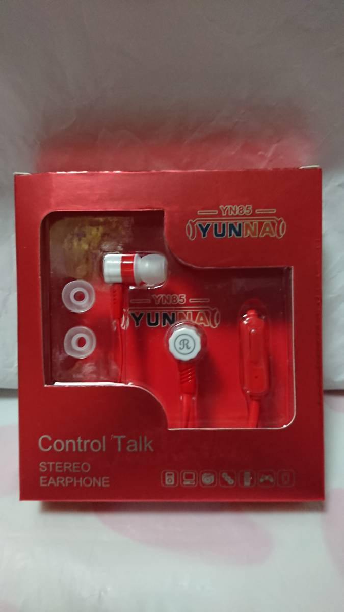 YN85 YUNNA Control Talk STEREO EARPHONE コントロール トーク ステレオ イヤホン 赤の画像1