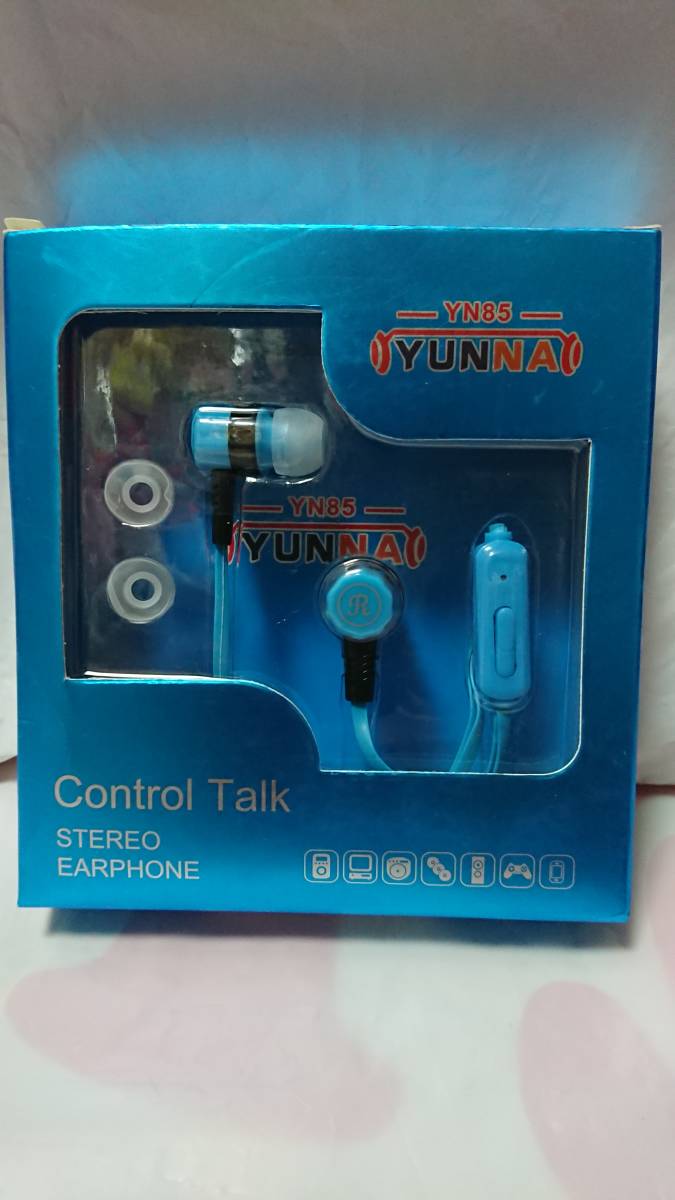 YN85 YUNNA Control Talk STEREO EARPHONE コントロール トーク ステレオ イヤホン 青の画像1