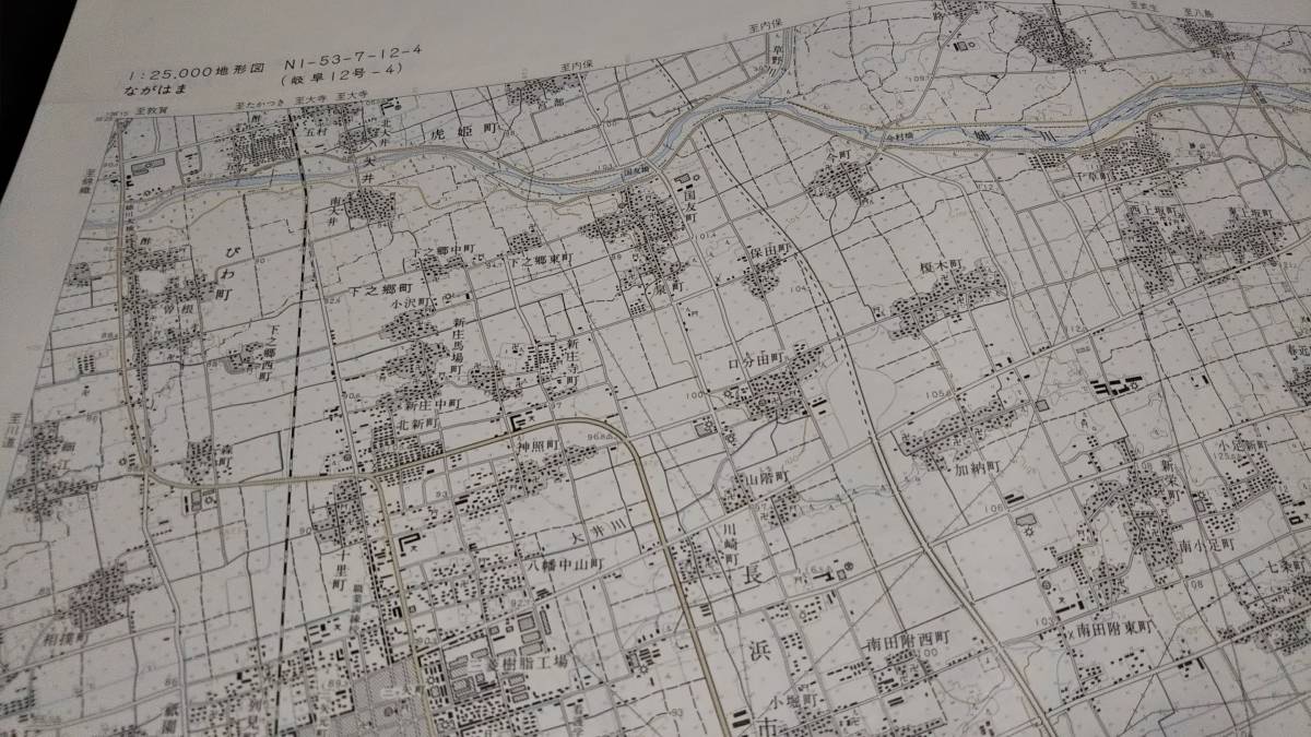 　古地図 　長浜　　滋賀県　地図　資料　４６×５８cm　大正９年測量　昭和５４年発行　　_画像3