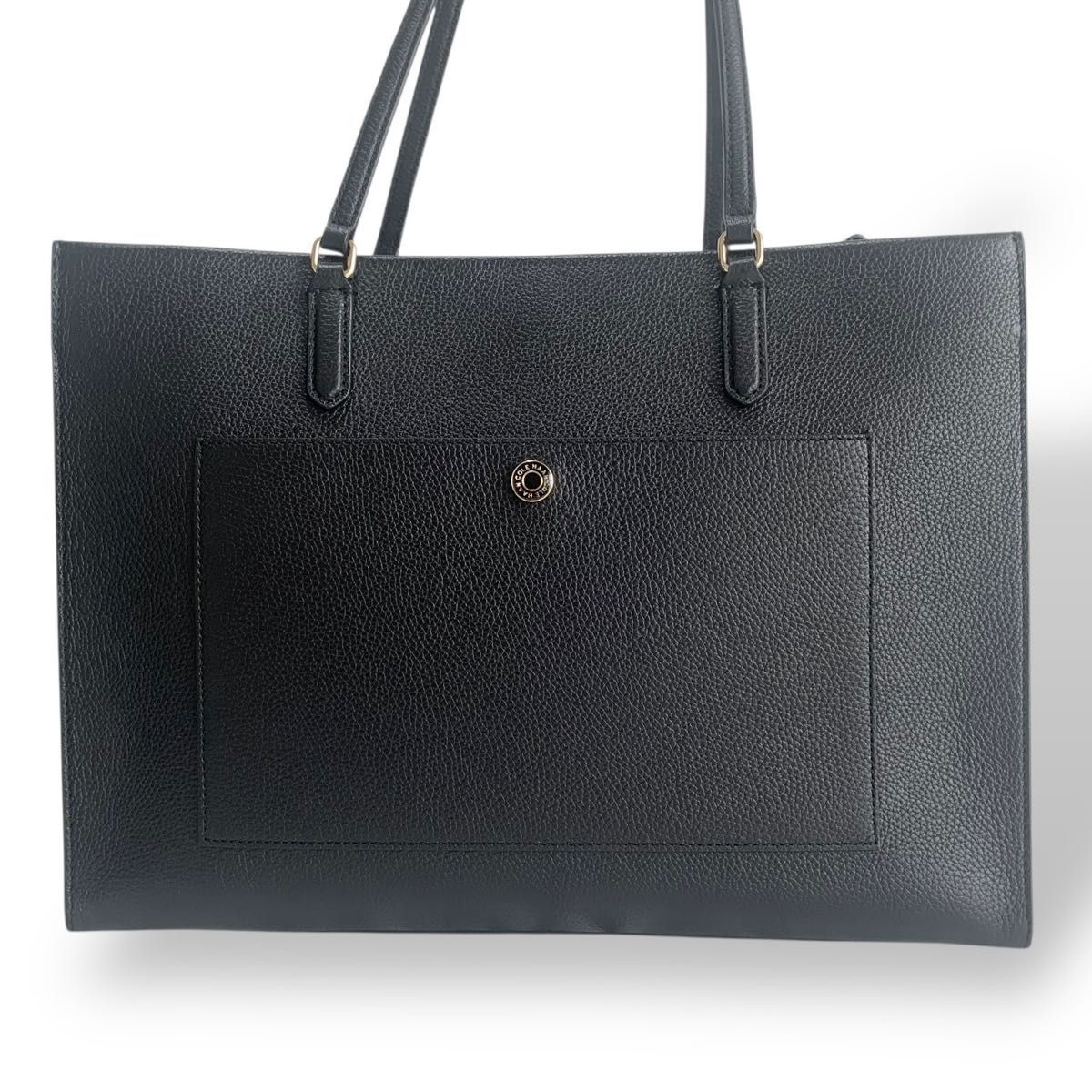 美品✨ COLE HAAN シボ革 レザー トートバッグ A4収納可 ブラック コールハーン トートバッグ レザー シボ革 黒 A4収納可 肩掛け
