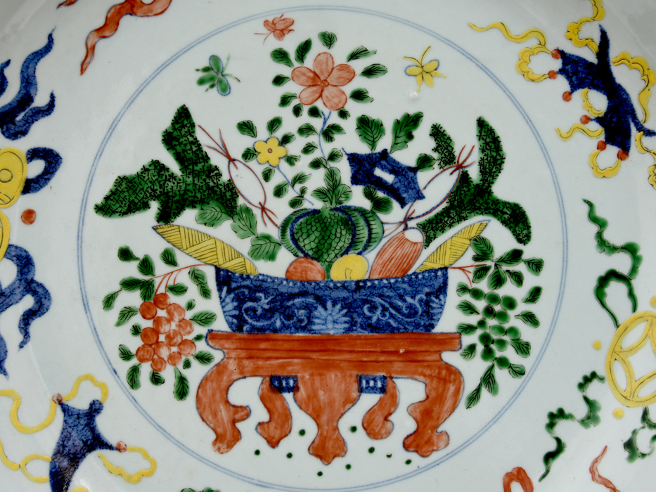 中国美術 五彩大皿 径：４５．５㎝ 中国古玩 陶磁器 唐物 時代 飾皿 美品　b8071k_画像6