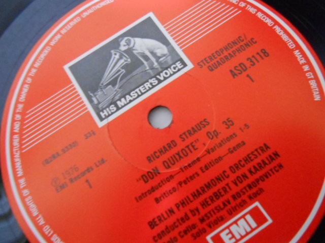 英HMV ASD-3118 ロストロポーヴィチ カラヤン R.シュトラウス ドン・キホーテ オリジナル盤_画像2