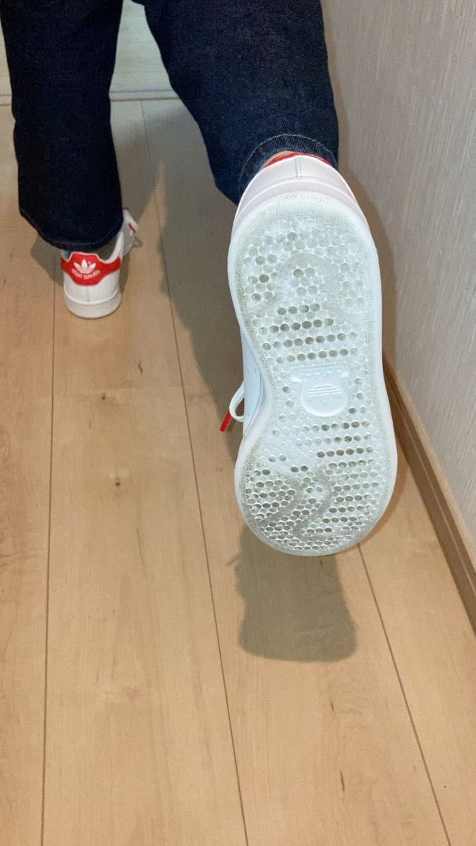 adidas スタンスミス 白&オレンジ 22.5cm レディースシューズ USED 美品