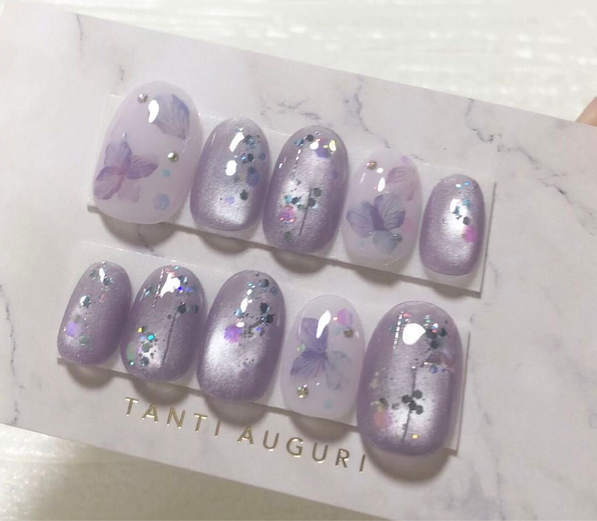 【現品】うるうる紫陽花ネイルチップ オーダーも可能です。