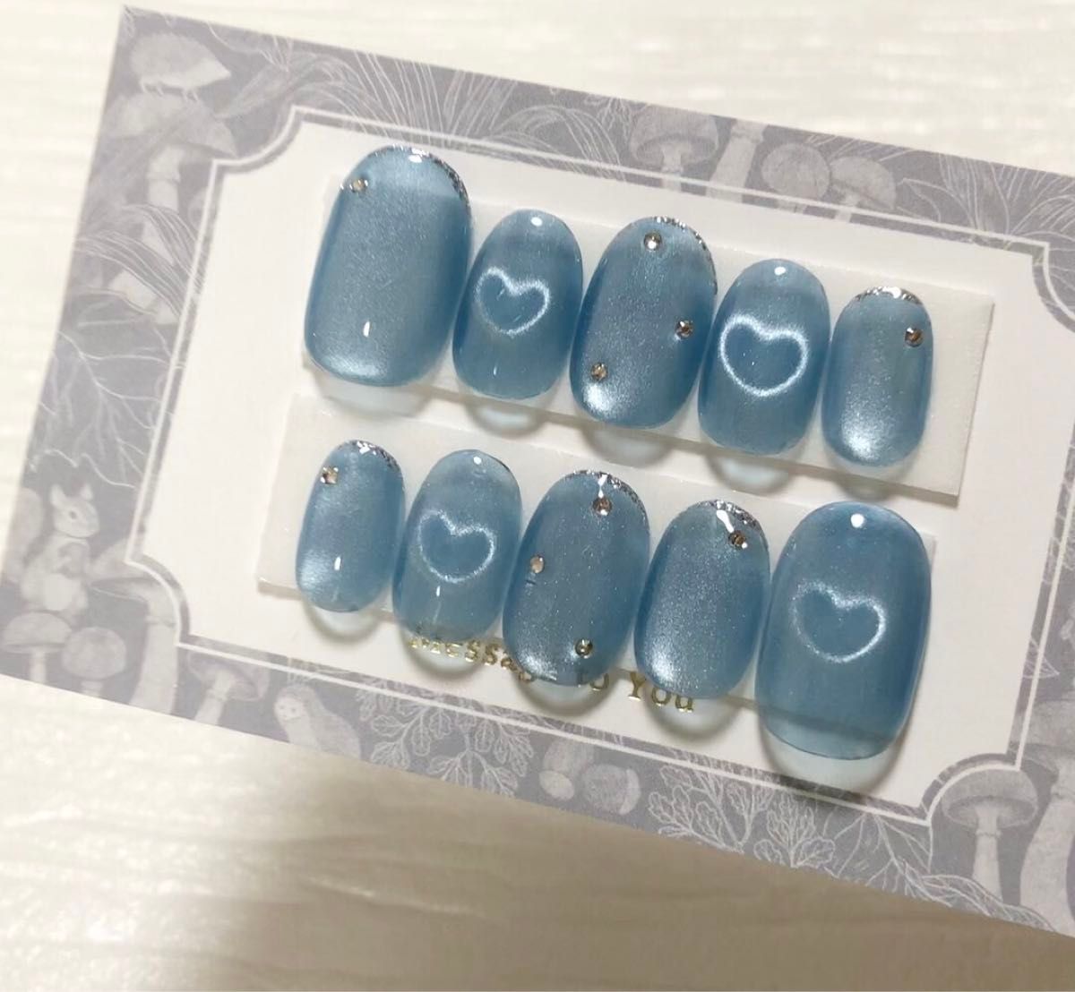 【現品】ブルーハートマグネットネイルチップ