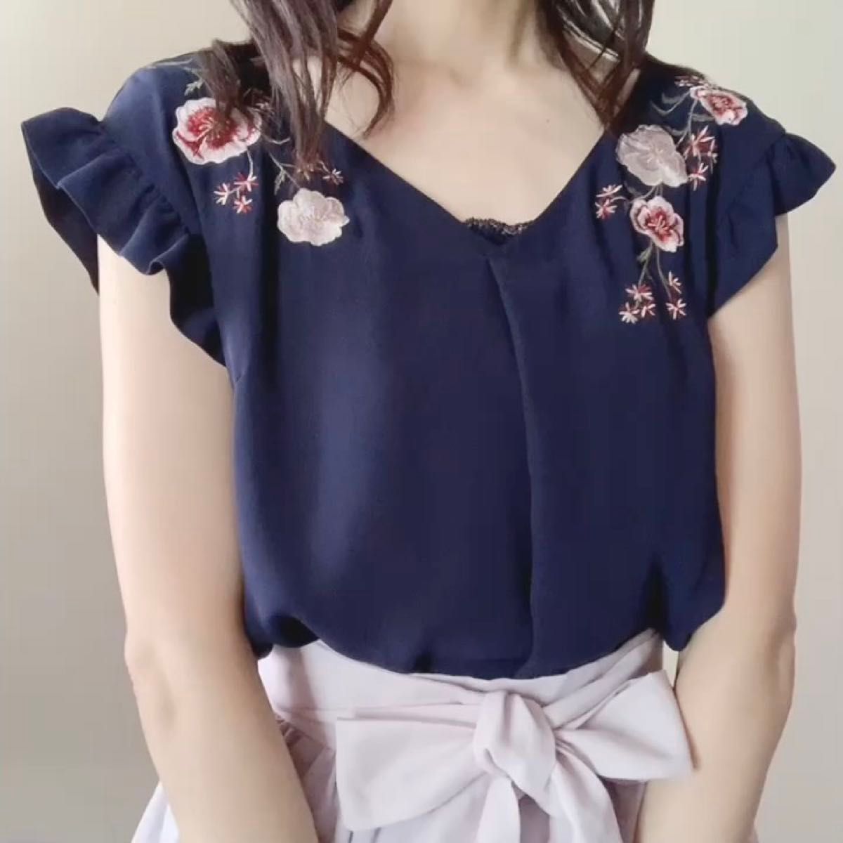 ウィルセレクション バックリボン 刺繍ブラウス
