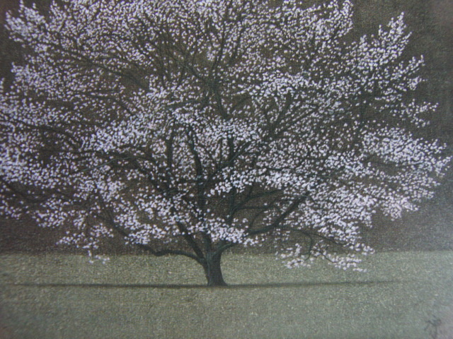 城康夫、『景（春月）』、希少画集より、状態良好、新品木製額・額装付 城康夫、『景（春月）』、希少画集より、状態良好、新品木製額