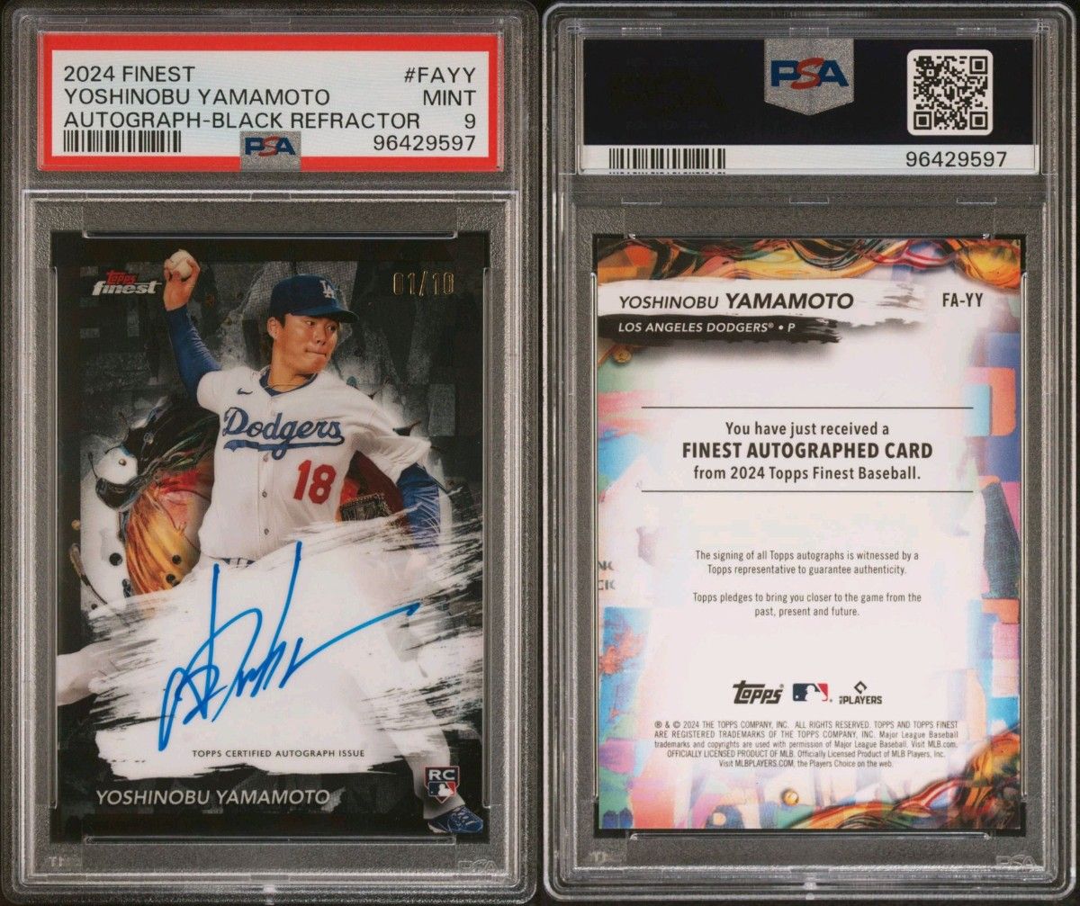 topps finest ムドリク 直筆サイン auto 01/10》2024 TOPPS FINEST 山本由伸 黒リフ直筆サイン BLACK