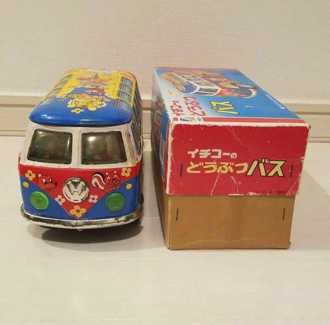 時代物【デット品】イチコー VW ワーゲンバス ポリス 箱付 ブリキ 昭和