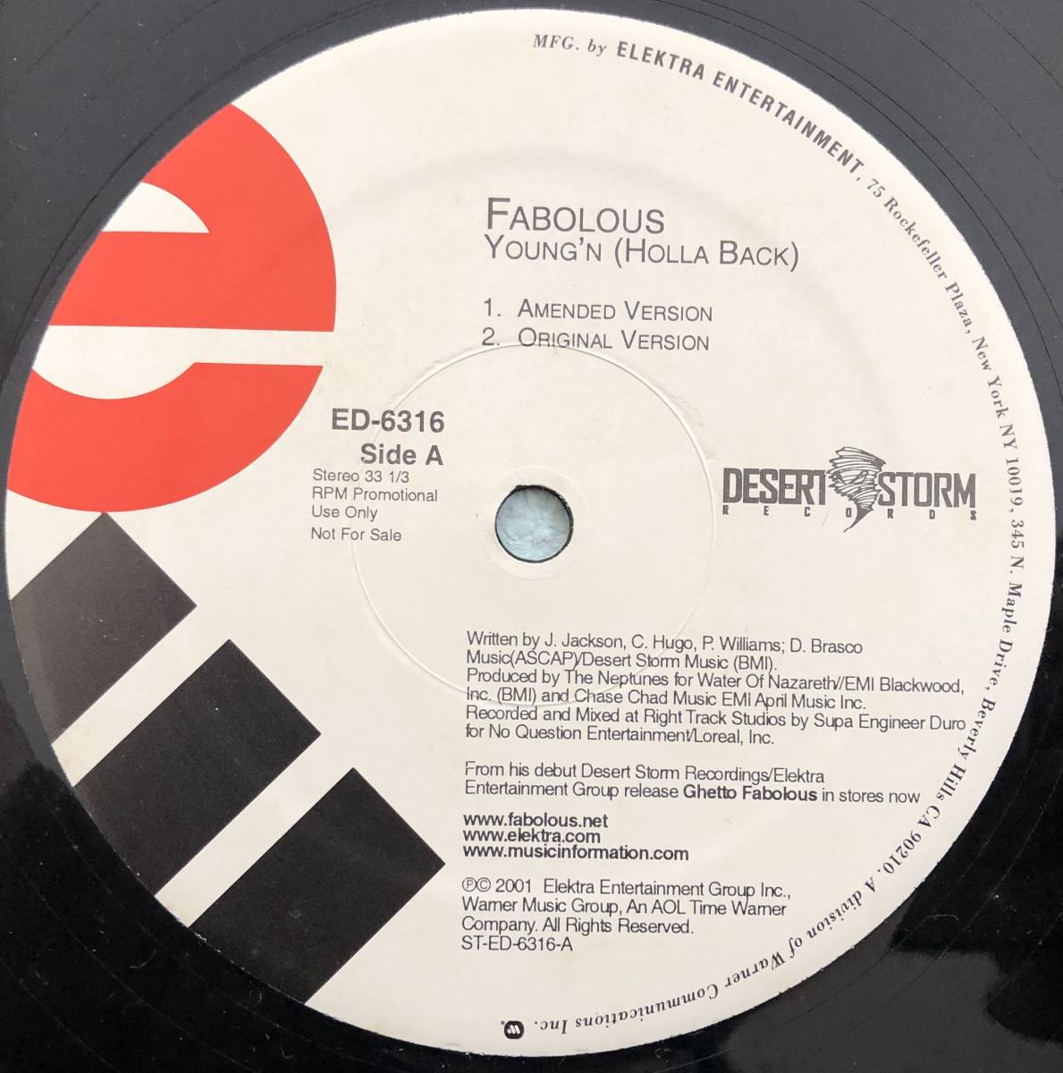 US PROMO / FABOLOUS / YOUNG'N (HOLLA BACK) / PRO BY DJ CLUE DURO & SKANE / 2001 HIPHOP_画像1