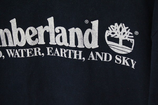90's USA製 ティンバーランド ロゴプリント コットン 半袖 Tシャツ 紺 (M) ネイビー アメリカ製 90年代 旧タグ オールド Timberland