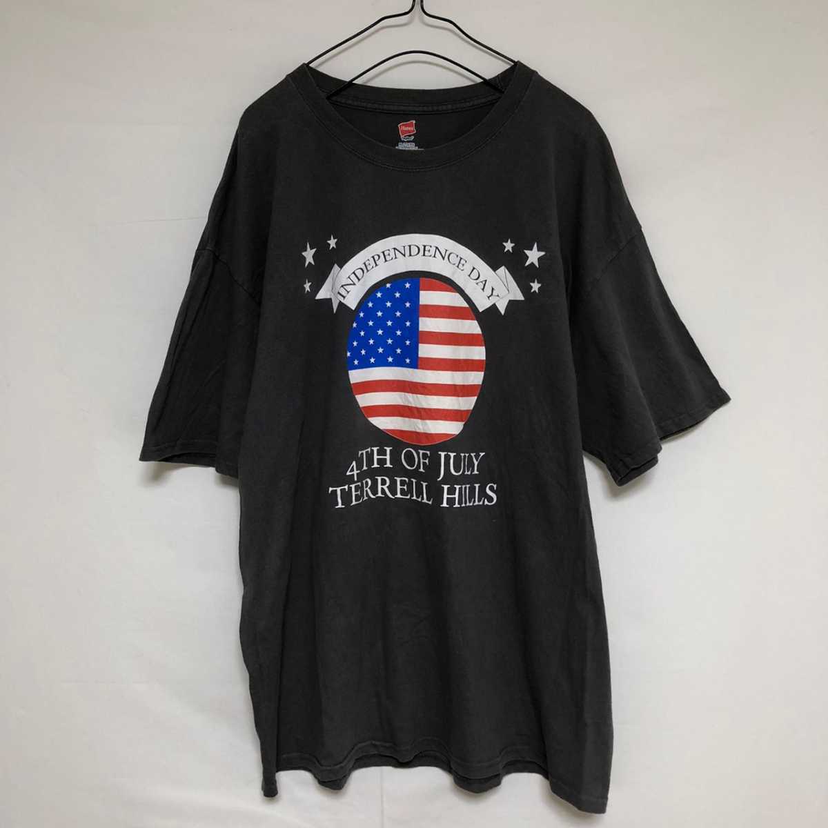 Hanes Tシャツ アメリカ USA Independence Day テレルヒルズ 記念 ダークグレー 4TH OF JULY TERRELL HIlLS _画像1