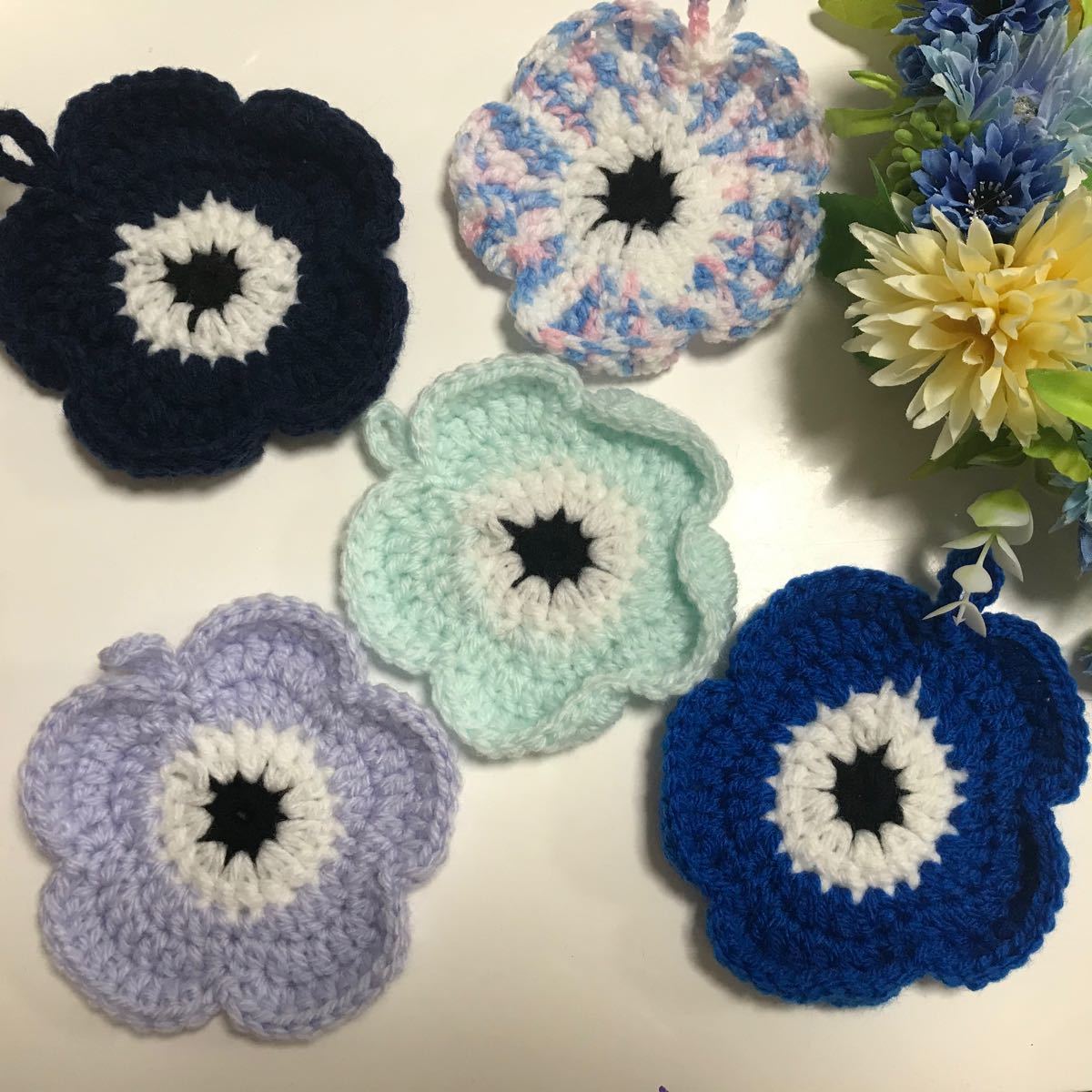 Paypayフリマ アクリルタワシ エコタワシ お花モチーフ Paypayフリマ アクリルタワシ エコタワシ お花モチーフ