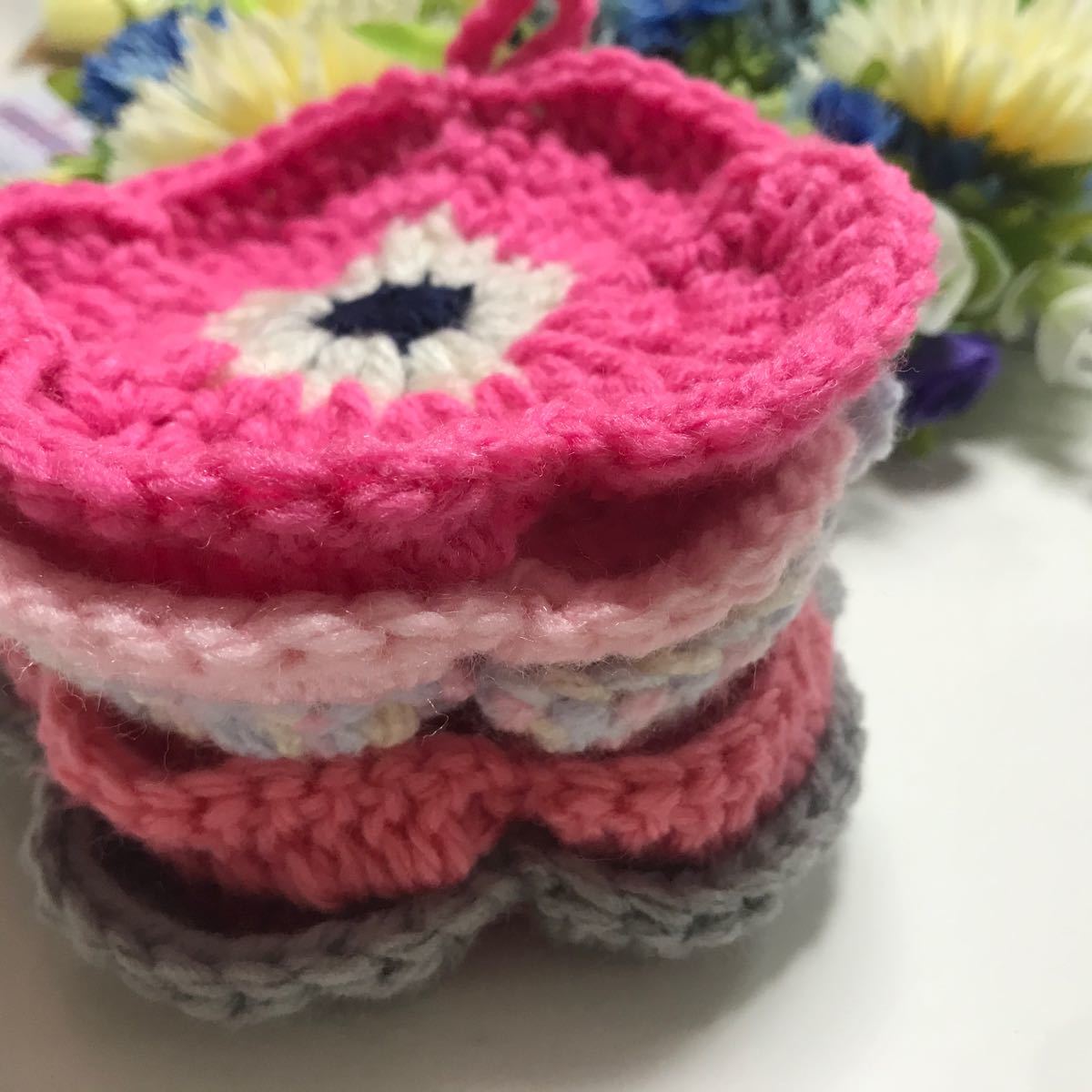 Paypayフリマ アクリルタワシ エコタワシ お花モチーフ Paypayフリマ アクリルタワシ エコタワシ お花モチーフ