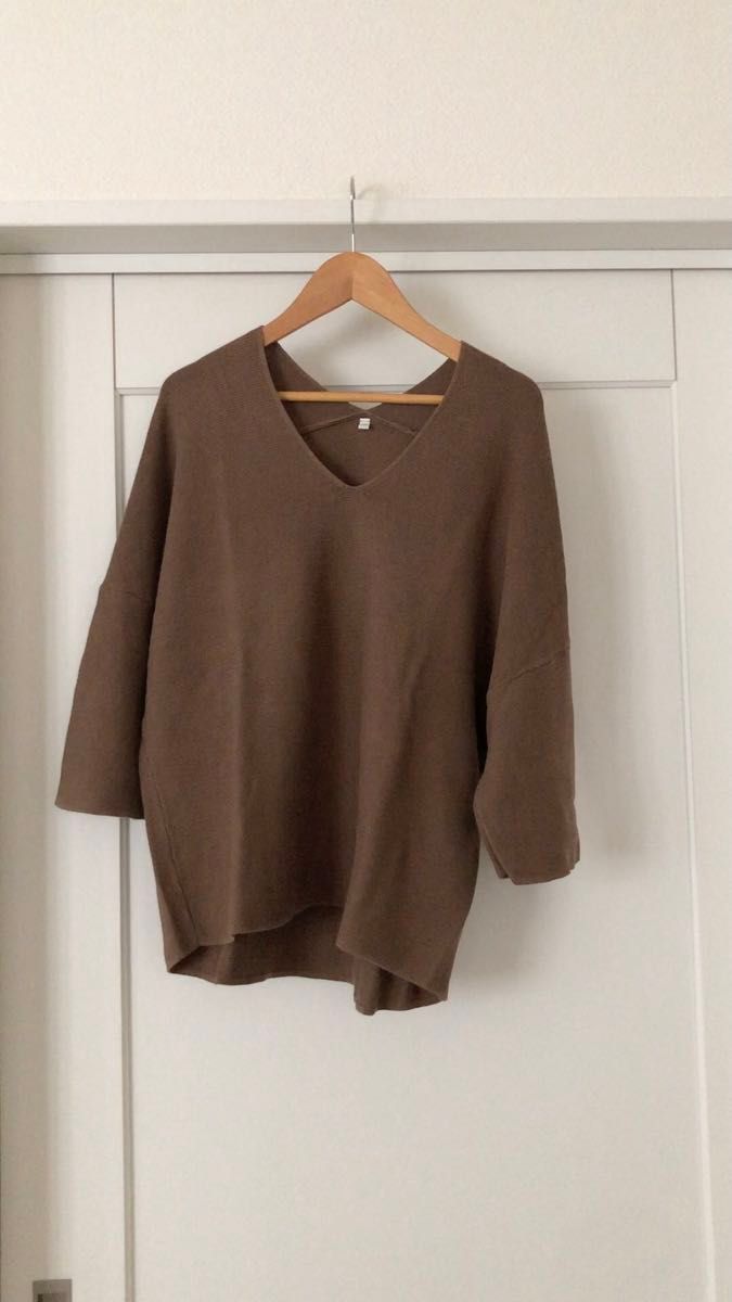 無印良品 サマーニット ブラウン M〜L Vネック muji