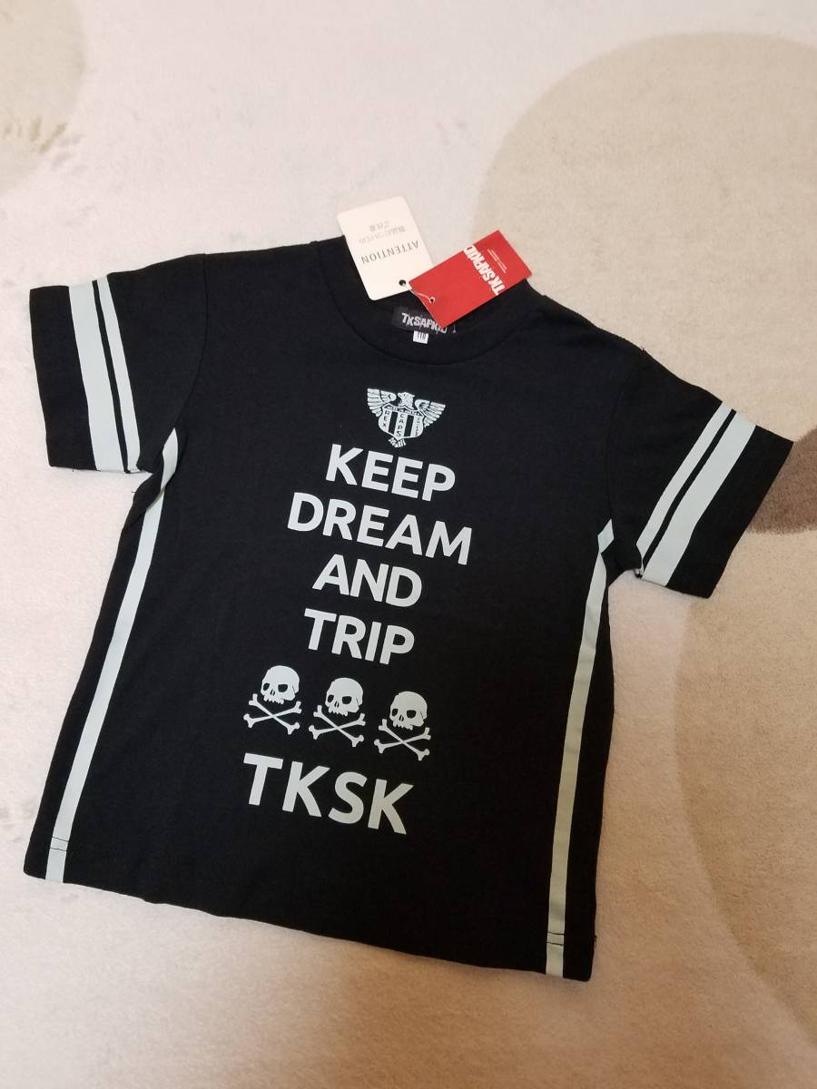 新品★TK SAPKID★ロゴ ドクロプリント半袖Tシャツ黒【110】カッコイイ ブラック ドクロ好き_画像1