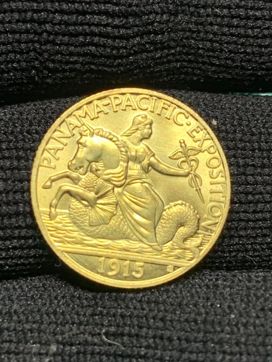 Ωアメリカ 1915年銘 パナマ・パシフィック2.5ドル 検）古銭硬貨貨幣金貨系 レア記念 メダル 復刻レプリカコイン オメガ　つ14_画像4