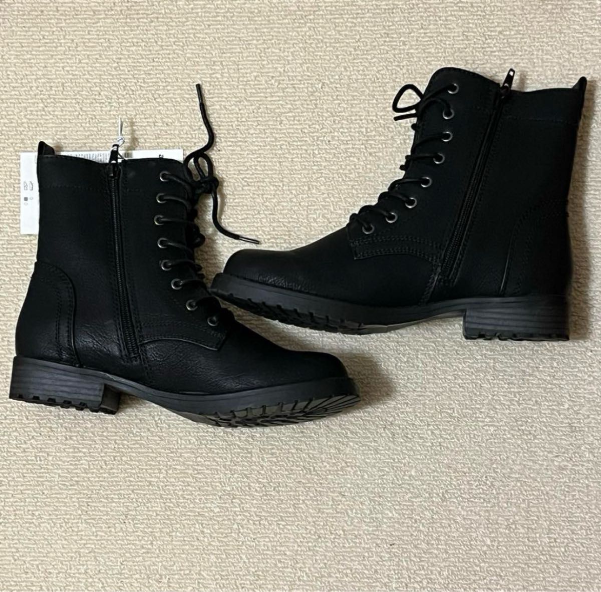 コンバットブーツ レースアップ レディー 黒 24.5cm
