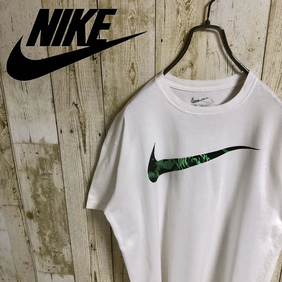 NIKE ナイキ ビッグスウッシュ 波紋模様 波紋柄 ビッグロゴ ビッグプリント メンズ Tシャツ 半袖Tシャツ カットソー 古着