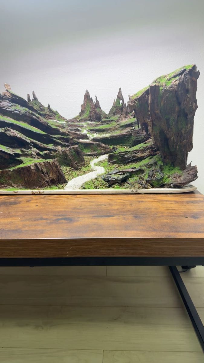 60x30x36cm水槽用レイアウト苔付け(フェイク苔)