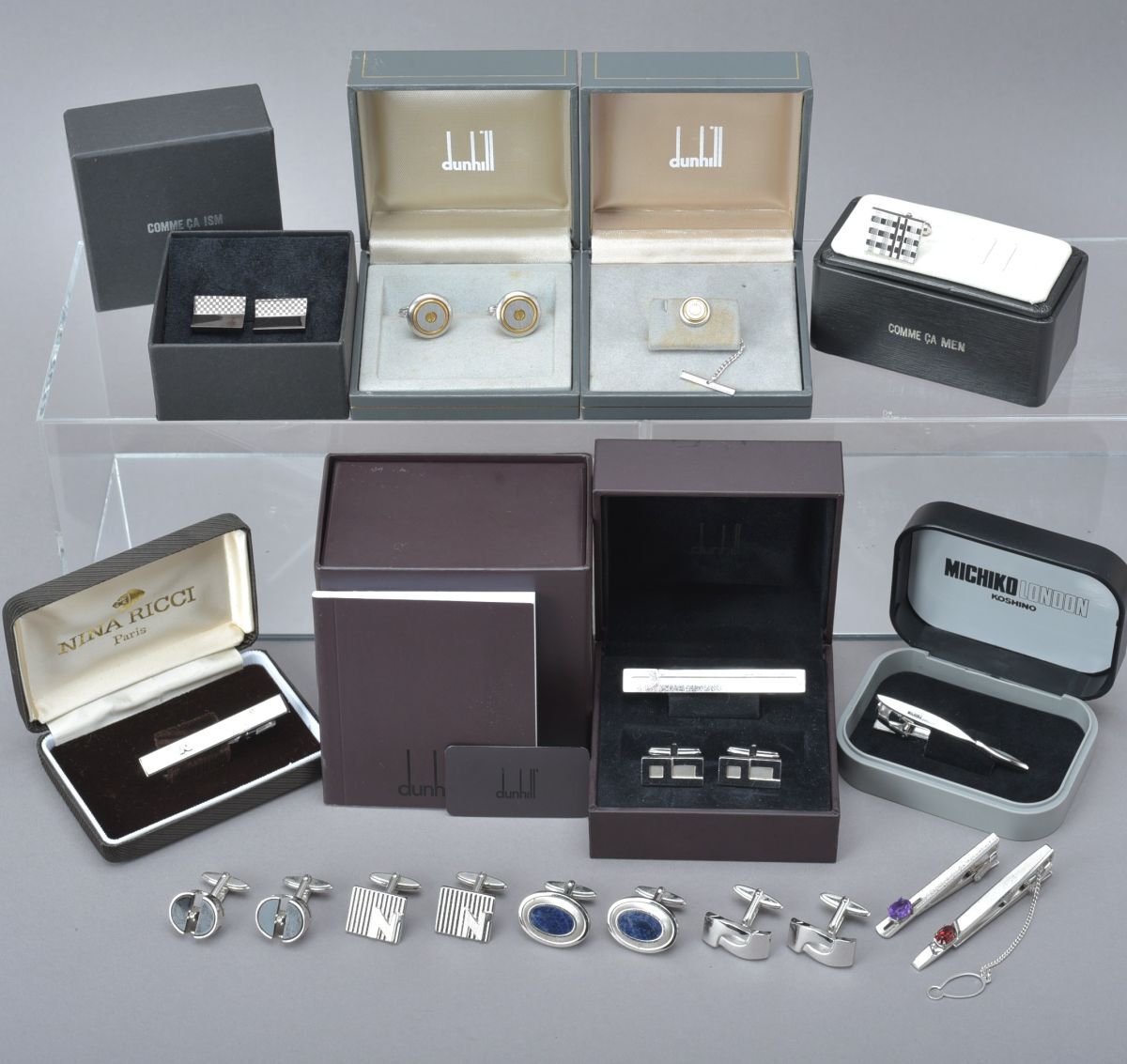 カフス タイピン等 13點(diǎn) dunhill/NINA RICCI/LANVIN他 SV含む SILVER/925/850 タイタック 箱付き アクセサリー まとめ #60〇0416-05/ze c.e
