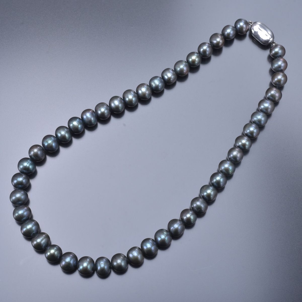 美品 本真珠 黒真珠 バロックパールネックレス パール幅10.4mm