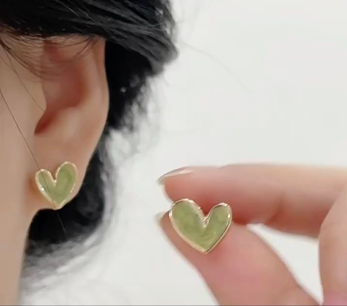 S925ポスト ピアス ファッション オシャレ 抹茶 ヘッド レトロ グリーン